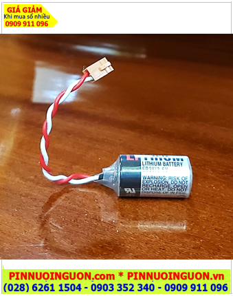 Toshiba ER3V (zắc nâu nhỏ), Pin nuôi nguồn PLC Toshiba ER3V lithium 3.6v 1/2AA 1000mAh chính hãng, Xuất xứ Nhật